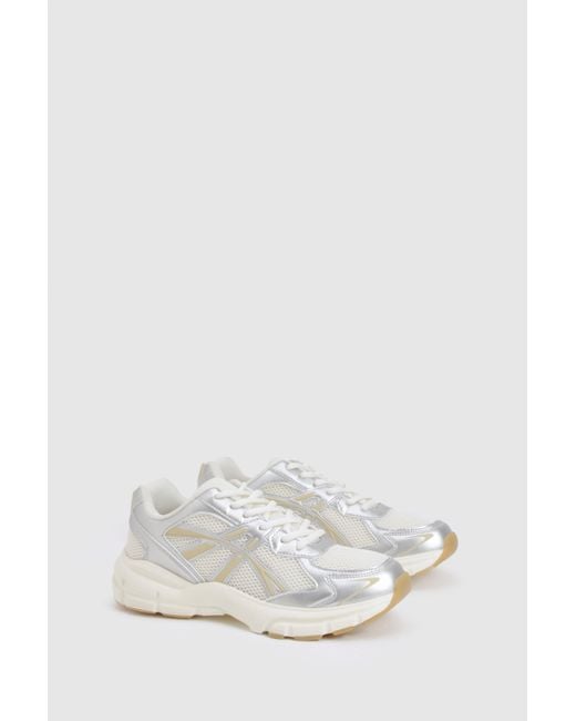 Boohoo Natural Contrast Tonal Stripe Chunky Sporty Dad Sneakers