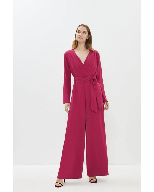 Coast Red Drape Wrap Jumpsuit