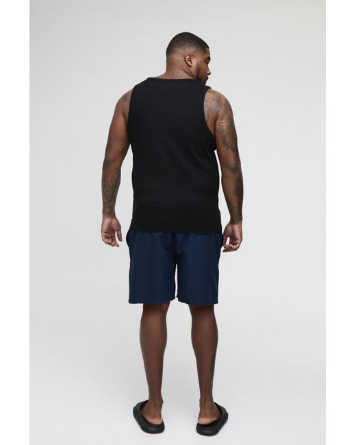 BoohooMAN Plus mittellange Badehose in Blue für Herren