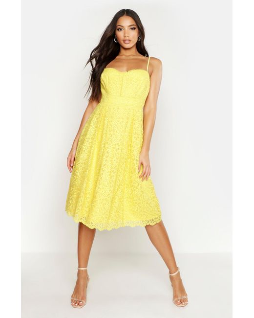 yellow midi skater dress