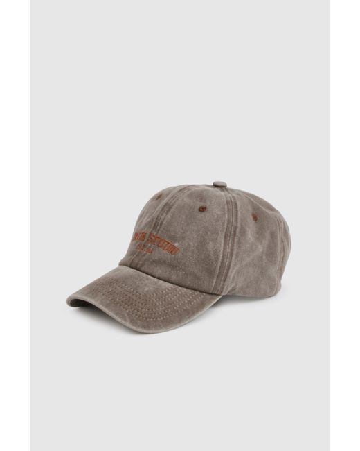 Boohoo Brown Dsgn Studio Embroidered Washed Cap
