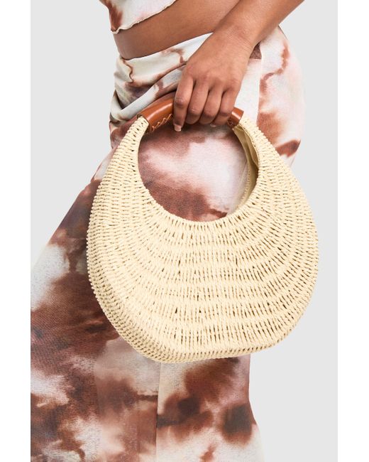 Boohoo Natural Structured Straw Bag