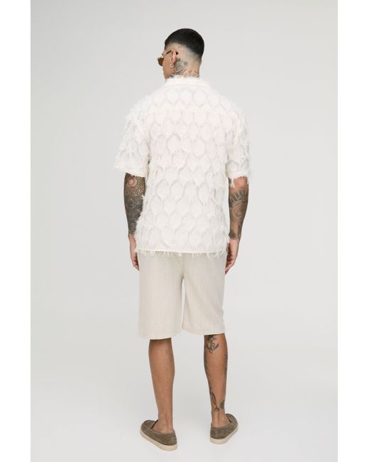 Camisa Tall Oversize Recta Texturizada Con Capucha Boohoo de color Natural
