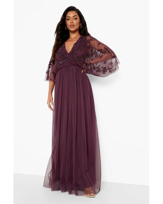 Boohoo Wrap Kimono Embellished Maxi 