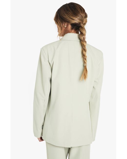 Boohoo White Woven Tailored Double Breast Blazer