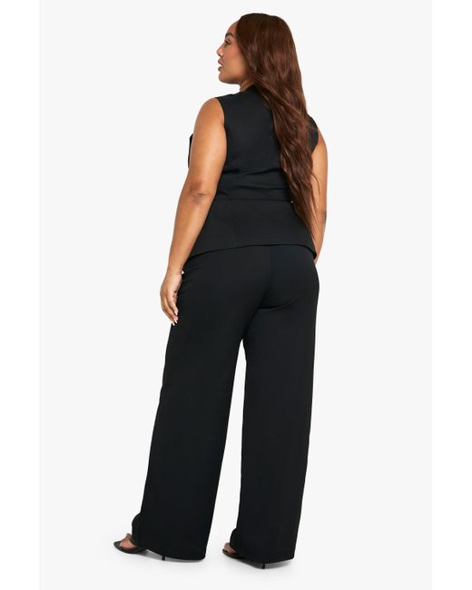 Boohoo Black Plus Wide Leg Tailored Trouser