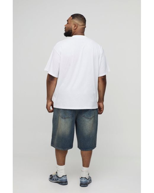 BoohooMAN Plus Oversize T-Shirt mit Monaco-Print in White für Herren