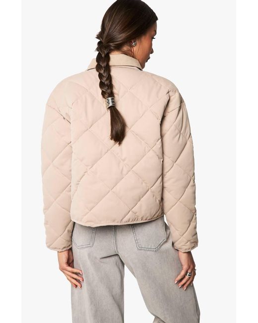 Boohoo Natural Quilted Button Detail Jacket