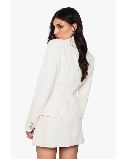 Boohoo White Button Detail Tailored Blazer