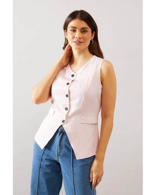 Wallis Blue Button Through Waistcoat
