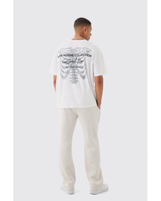 Boohoo White Oversized Skeleton Back Print T-shirt