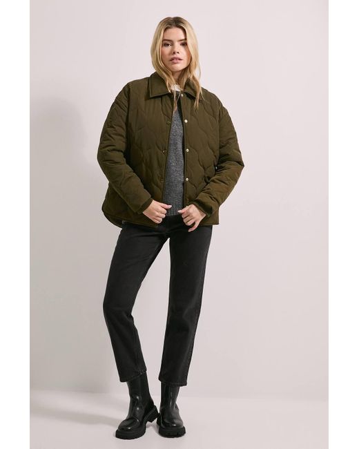 Dorothy Perkins Green Quilted Collared Jacket