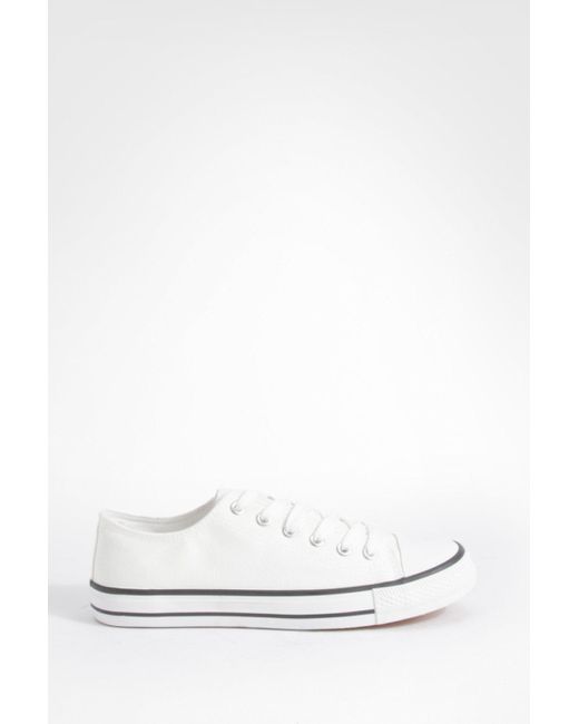 Boohoo White Low Top Lace Up Trainers