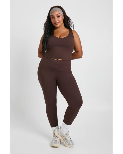 Boohoo Brown Plus Super Soft Sculpt Seam Detail Legging