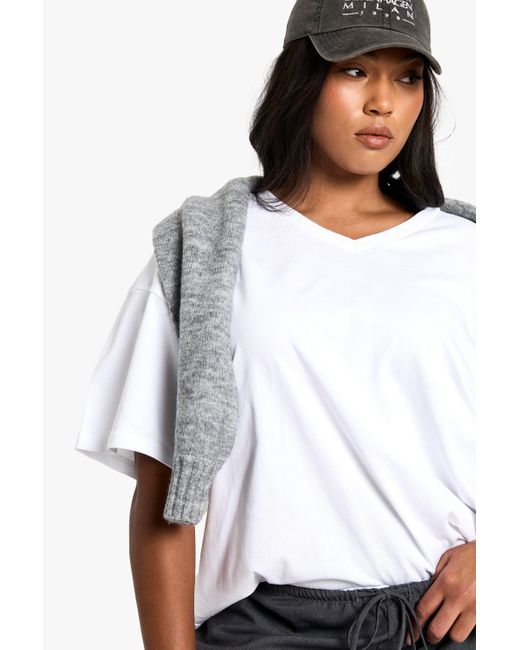 Camiseta Plus Oversize De Algodón Boohoo de color White