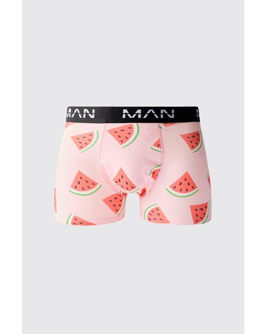 BoohooMAN Man Boxershorts mit Wassermelonen-Print in Pink für Herren