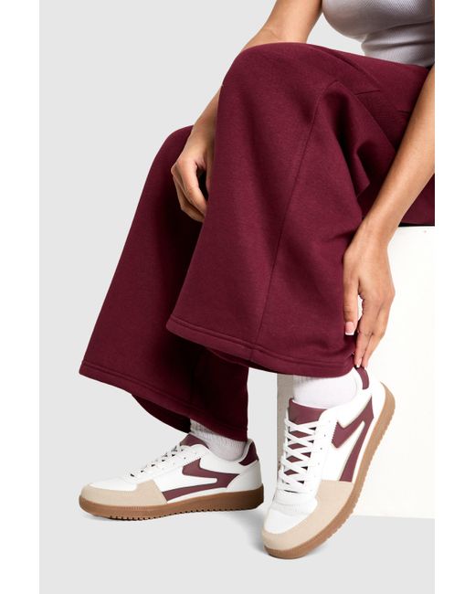 Boohoo Red Contrast Stripe Gum Sole Sneakers