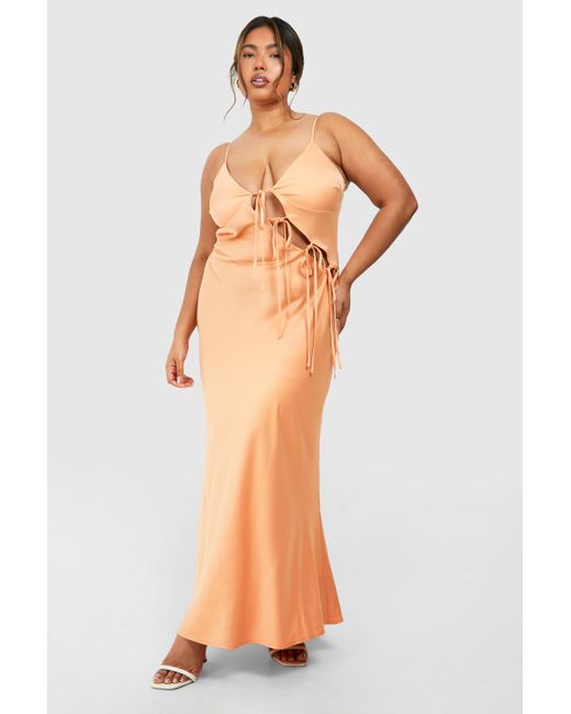 Boohoo Orange Plus Cut Out Bow Detail Maxi Dress
