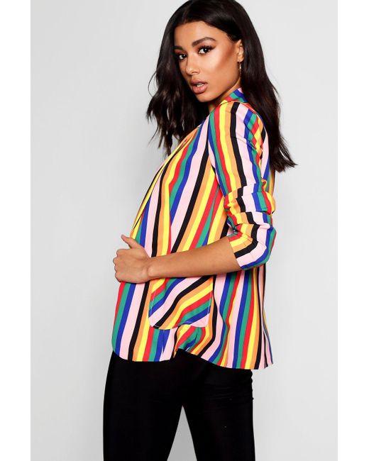Boohoo Womens Rainbow Blazer Jacket 