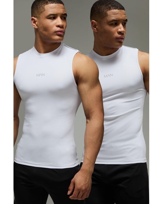 Boohoo Gray Active Reflective Muscle Fit Performance Tank 2 Pack