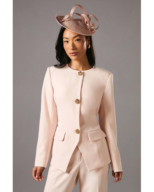 Coast Natural Rose Button Long Sleeve Tailored Jacket