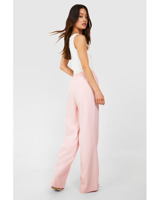 Boohoo Pink Tall Woven Tailored Elasticated Wide Leg Pants