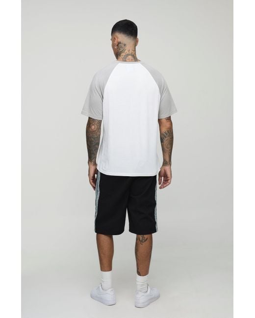 BoohooMAN Black Tall Side Panel Drawcord Relaxed Cargo Shorts for men
