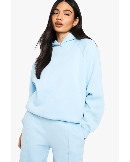 Boohoo Blue Raglan Seam Oversized Hoodie