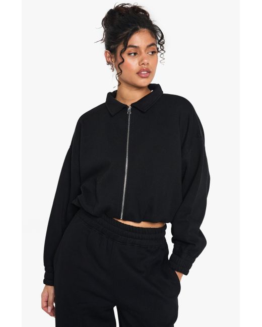 Boohoo Blue Collared Bomber Jacket