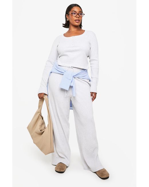 Boohoo White Plus Wide Leg Trouser
