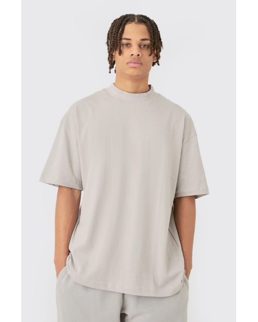 BoohooMAN White Oversized Heavy Extended Jaqaurd Neck T-shirt for men