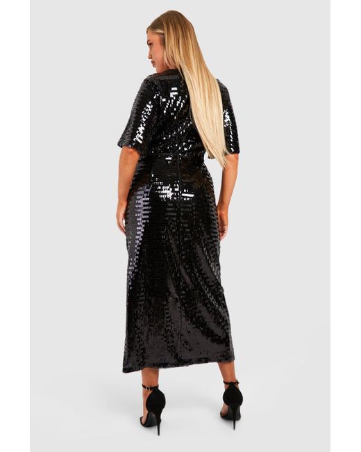 Boohoo Black Plus Shard Sequin Midaxi Dress