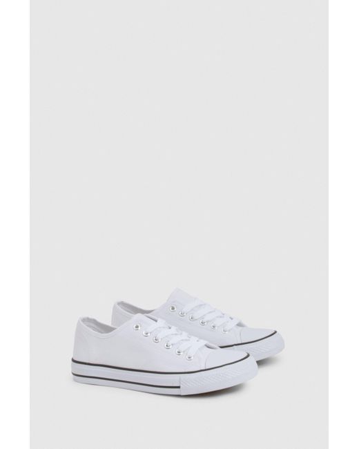 Boohoo White Canvas Low Sneakers