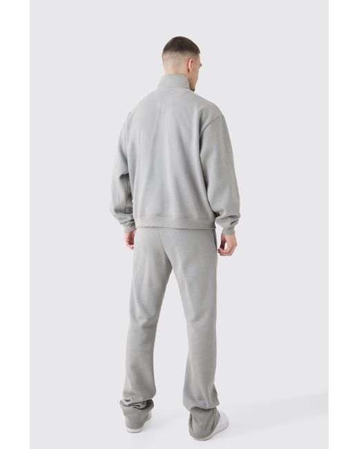BoohooMAN Gray Tall Oversized Boxy B 1/4 Zip Stacked Tracksuit for men