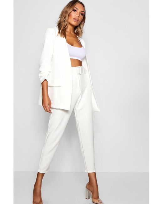 white tapered pants