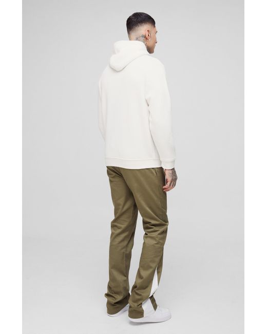 BoohooMAN Green Tall Extended Drawcord Stacked Flared Trousers for men