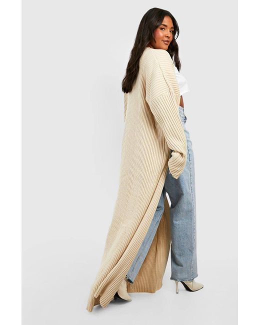 Boohoo Blue Plus Knitted Oversized Maxi Cardigan