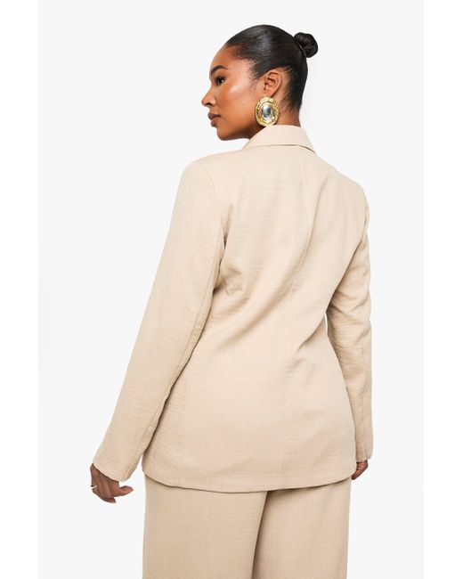Americana Plus Oversize Con Botonadura Boohoo de color Natural