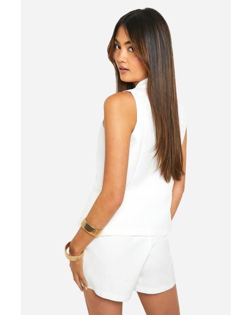 Boohoo White Split Hem Longline Waistcoat