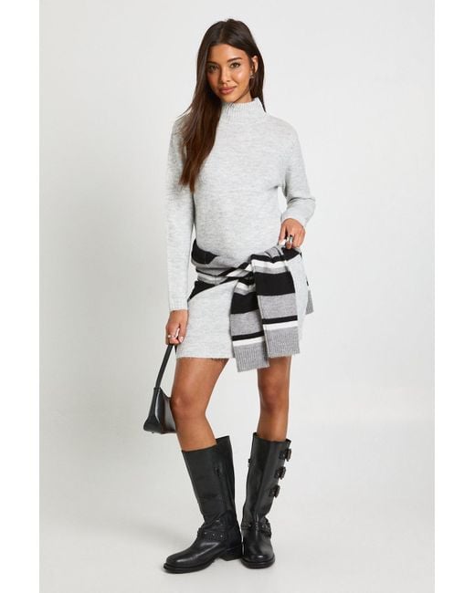 Boohoo White High Neck Super Soft Knitted Mini Dress