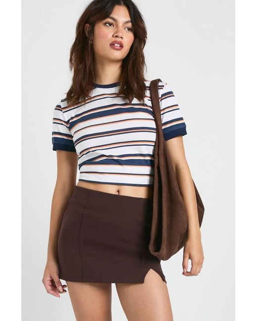 Boohoo White Striped Baby T-Shirt With Contrast Neck Binding