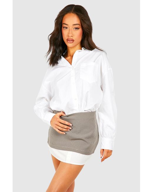 Boohoo White Flannel Double Layer Mini Skirt