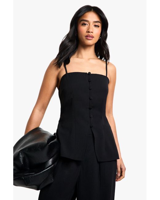 Boohoo Black Petite Woven Tailored Top