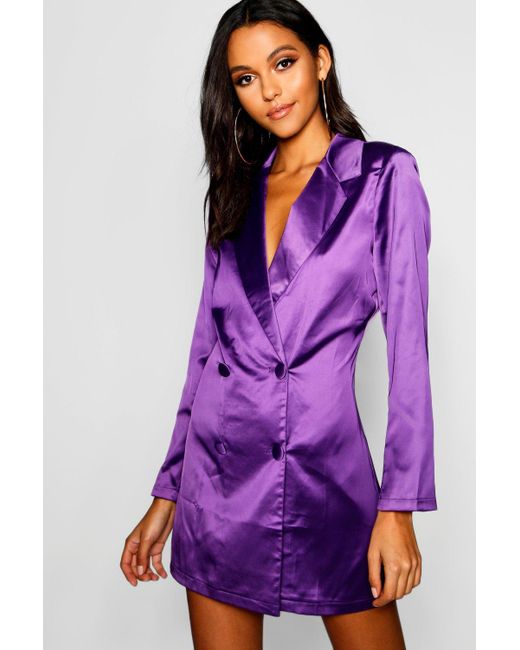 Boohoo Satin Double Breasted Blazer 