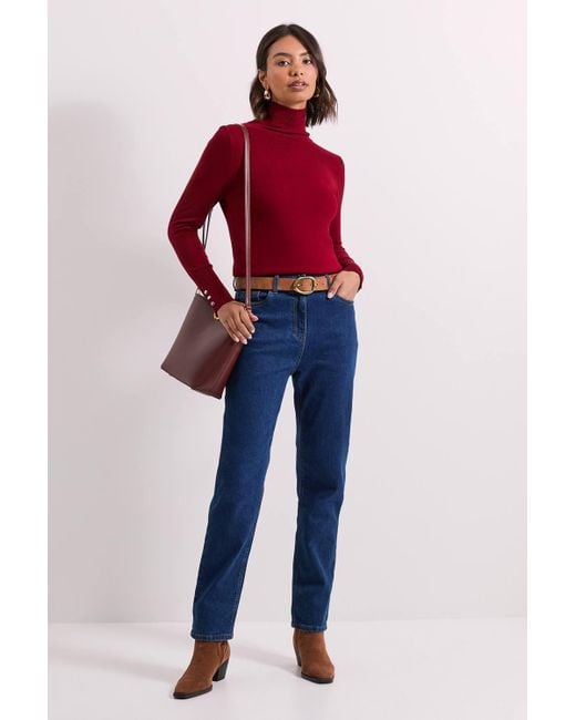Dorothy Perkins Red Berry Roll Neck Button Cuff Sweater