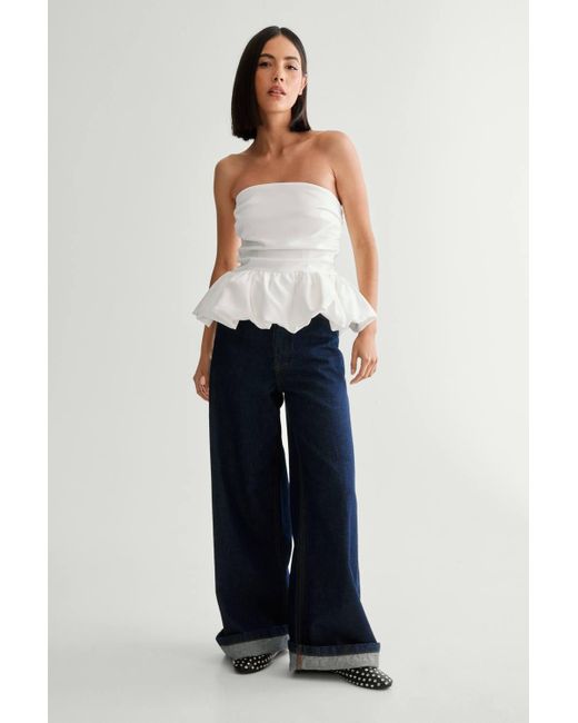 Nasty Gal Blue Tailored Puffball Hem Top