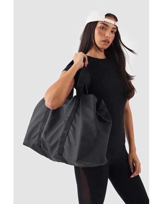 Boohoo Black Dsgn Studio Jacquard Strap Large Tote Bag