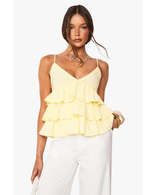 Boohoo White Double Layer Woven Cami Top
