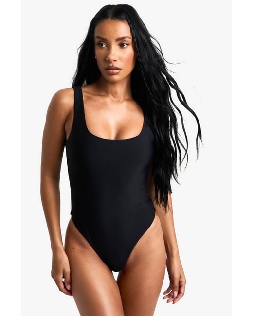 Boohoo Women's Black Swimwear Essentials Square Neck Swimsuit