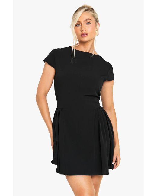 Boohoo Women's Black Textured Volume Skirt Mini Dress